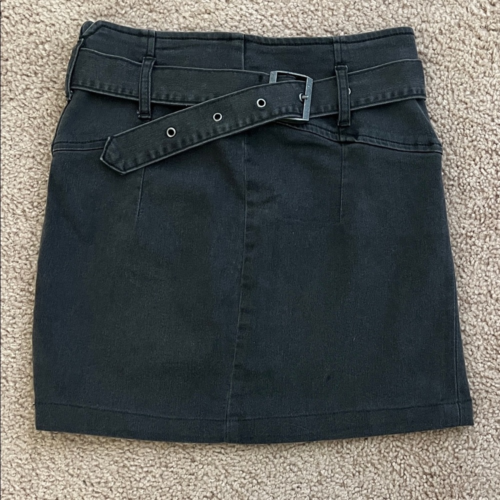 Free People Charcoal Mini Skirt with Belt